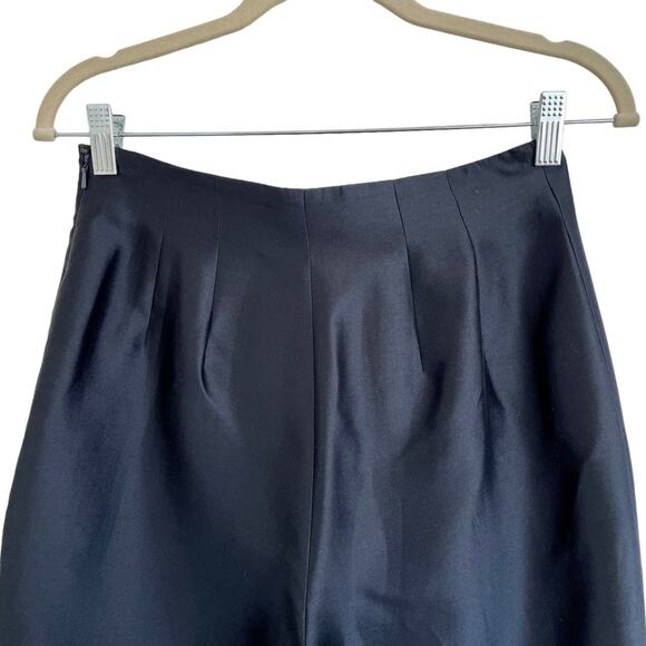 Dana Buchman 100% Silk Navy Blue Flat Front High Waisted Tapered Ankle Pants 4 - Picture 11 of 13